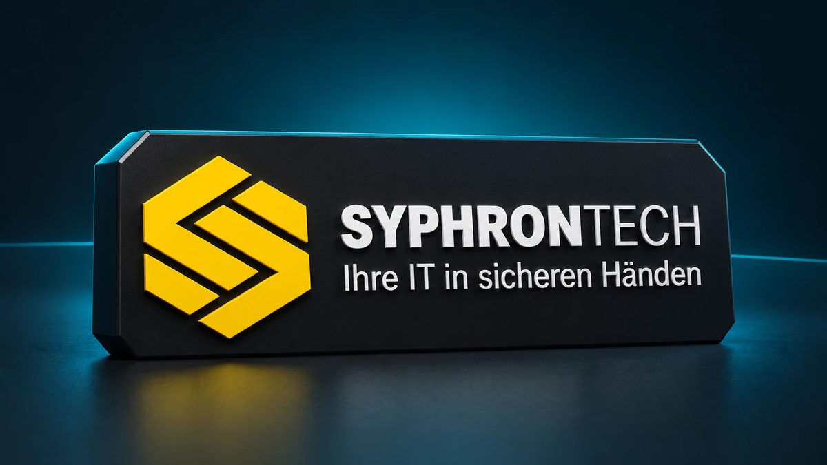 SyphronTech-Firmenlogo als 3D-gedrucktes Schild